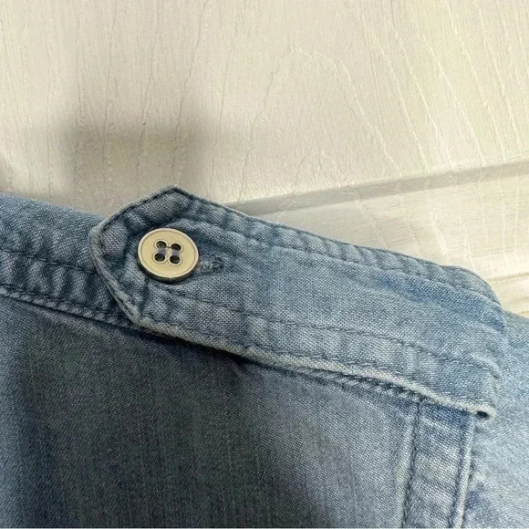 Honey Belle Tencel Shirt Button Up Collared Front Pocket Size Small - Picture 13 of 16